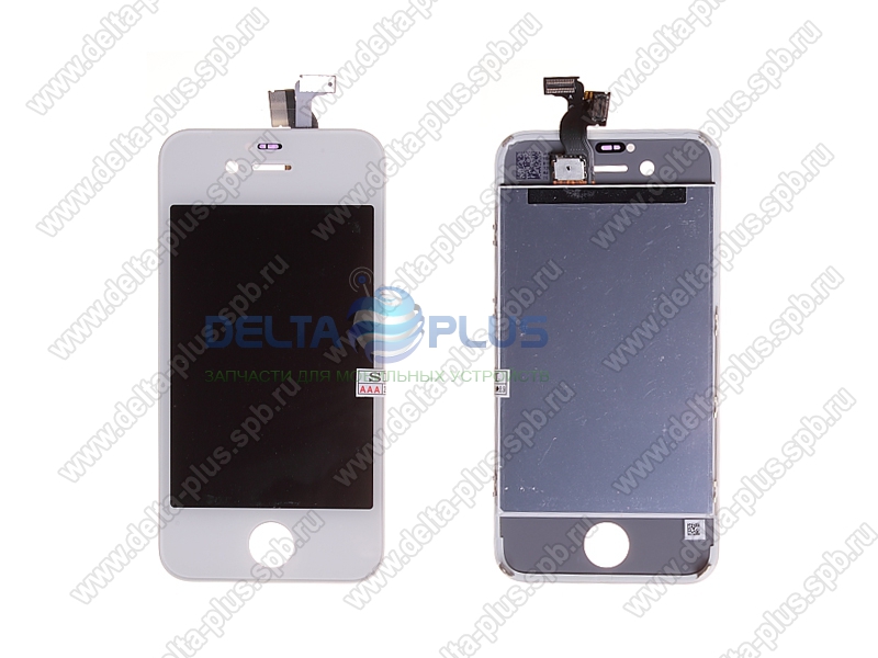 Для Apple iPhone 4S дисплей в сборе с тачскрином и рамкой крепления (цвет - белый) аналог